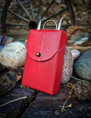 Étui en cuir rouge pour jeu de cartes...