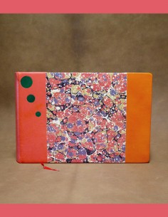 Album photo orange avec mosaique et bande cuir