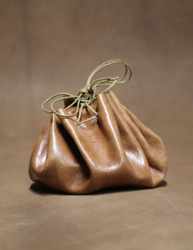 Bourse en cuir cognac & chanvre