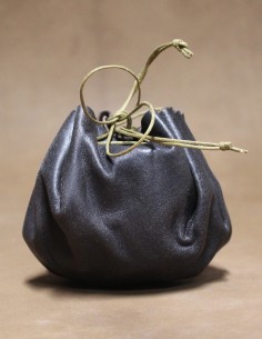 Bourse en cuir brun & chanvre