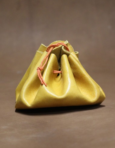 Bourse en cuir jaune & orange