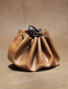 Bourse en cuir cognac & noir