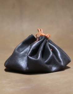 Bourse en cuir brun & orange