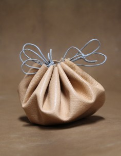 Bourse en cuir naturel & gris