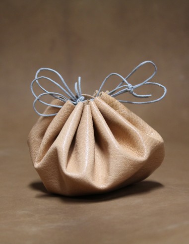 Bourse en cuir naturel & gris
