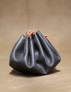 Bourse en cuir brun & orange