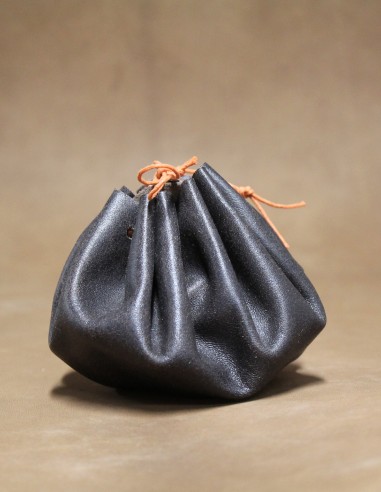 Bourse en cuir brun & orange