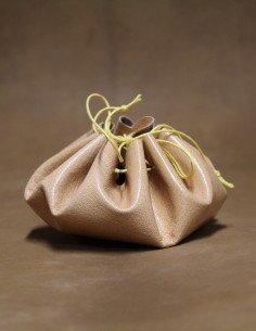 Bourse en cuir naturel & jaune
