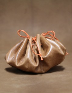 Bourse en cuir cognac & orange