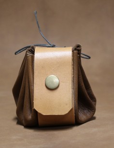 Bourse en cuir cognac -...